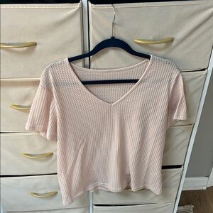 Women's Cream V-Neck Textured Top